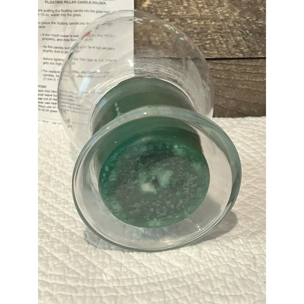 Pfaltzgraff Winterberry Hurricane Lamp Floating Candle Christmas -‎